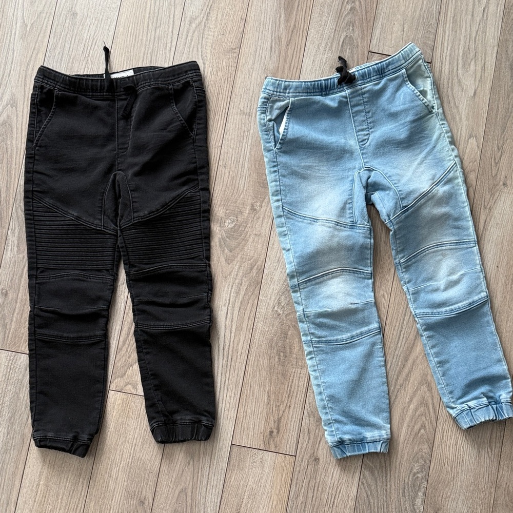 Kids' Black and Light Blue Jogger Pants